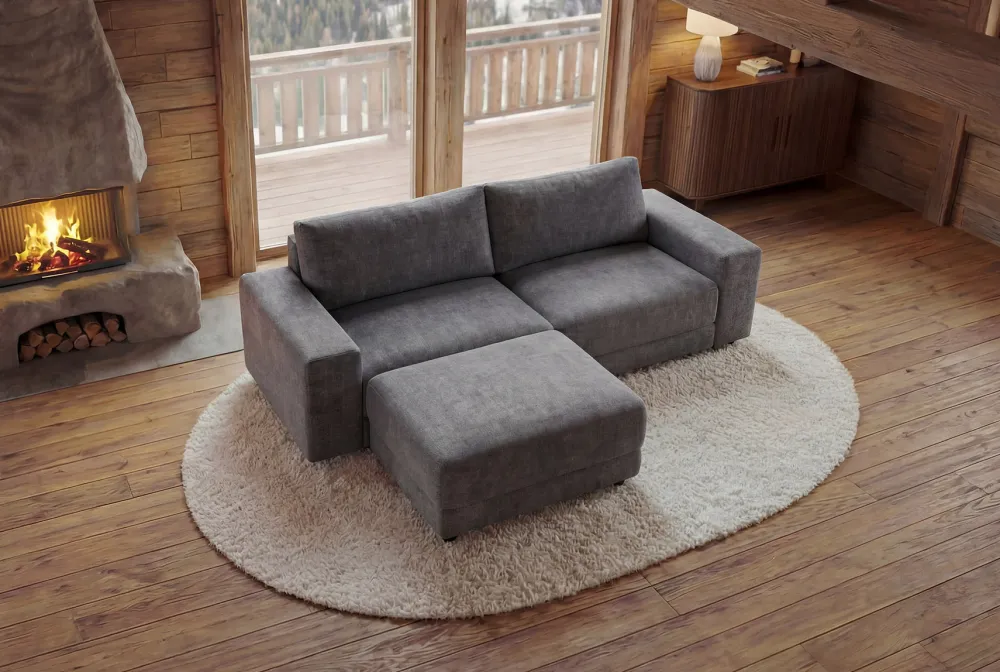 Riess-Ambiente 3-Sitzer Sofa > Großes Sofa LOFT 210cm grau Vogue Velours Samt 3-Sitzer Couch Taschenfederkern