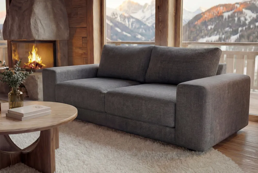Riess-Ambiente 3-Sitzer Sofa > Großes Sofa LOFT 210cm grau Vogue Velours Samt 3-Sitzer Couch Taschenfederkern