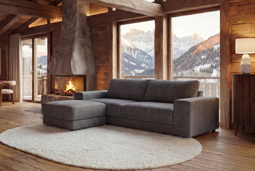 Riess-Ambiente 3-Sitzer Sofa > Großes Sofa LOFT 210cm grau Vogue Velours Samt 3-Sitzer Couch Taschenfederkern