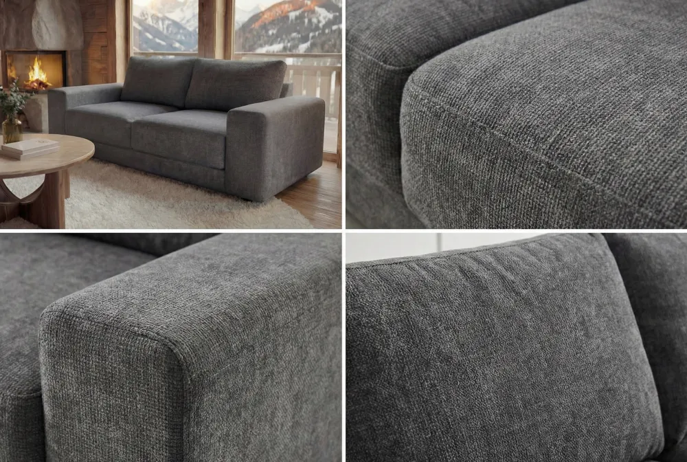 Riess-Ambiente 3-Sitzer Sofa > Großes Sofa LOFT 210cm grau Vogue Velours Samt 3-Sitzer Couch Taschenfederkern