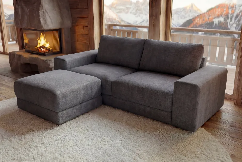 Riess-Ambiente 3-Sitzer Sofa > Großes Sofa LOFT 210cm grau Vogue Velours Samt 3-Sitzer Couch Taschenfederkern