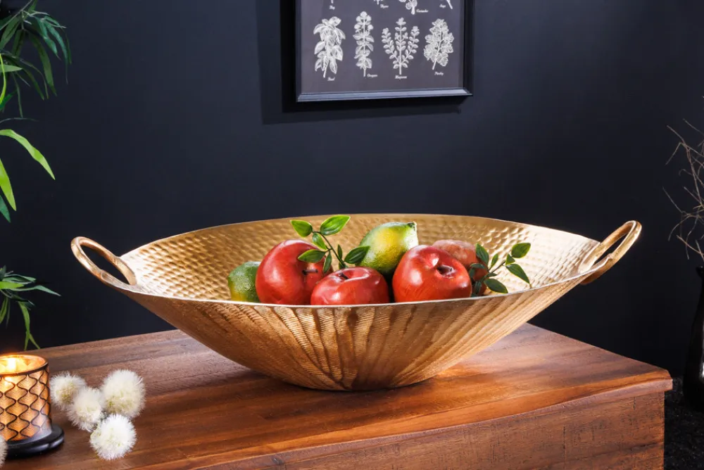 Riess-Ambiente Goldene Möbel|Schalen > Handgearbeitete Deko Schale ORIENT 55cm gold Metall Hammerschlag Design