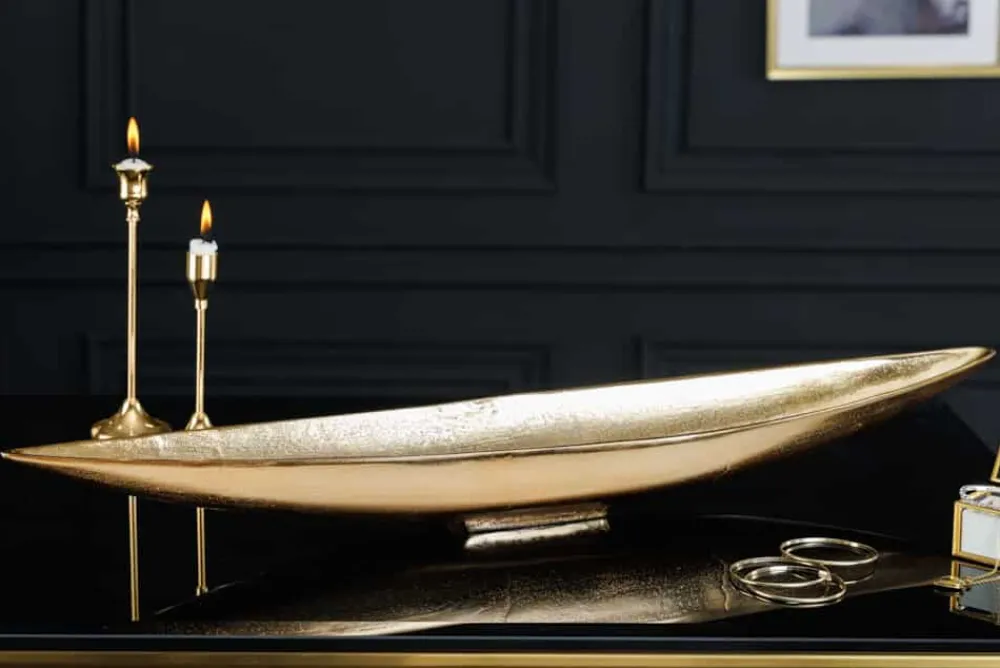 Riess-Ambiente Goldene Möbel|Schalen > Handgearbeitete Deko Schale GOLD LEAF 80cm antik gold Aluminium