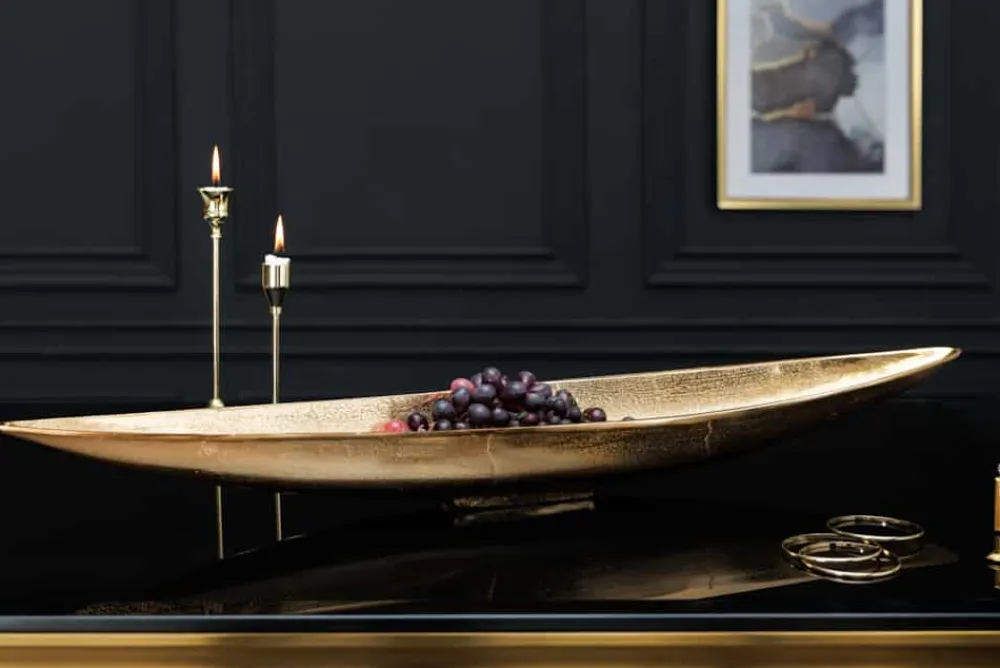 Riess-Ambiente Goldene Möbel|Schalen > Handgearbeitete Deko Schale GOLD LEAF 80cm antik gold Aluminium
