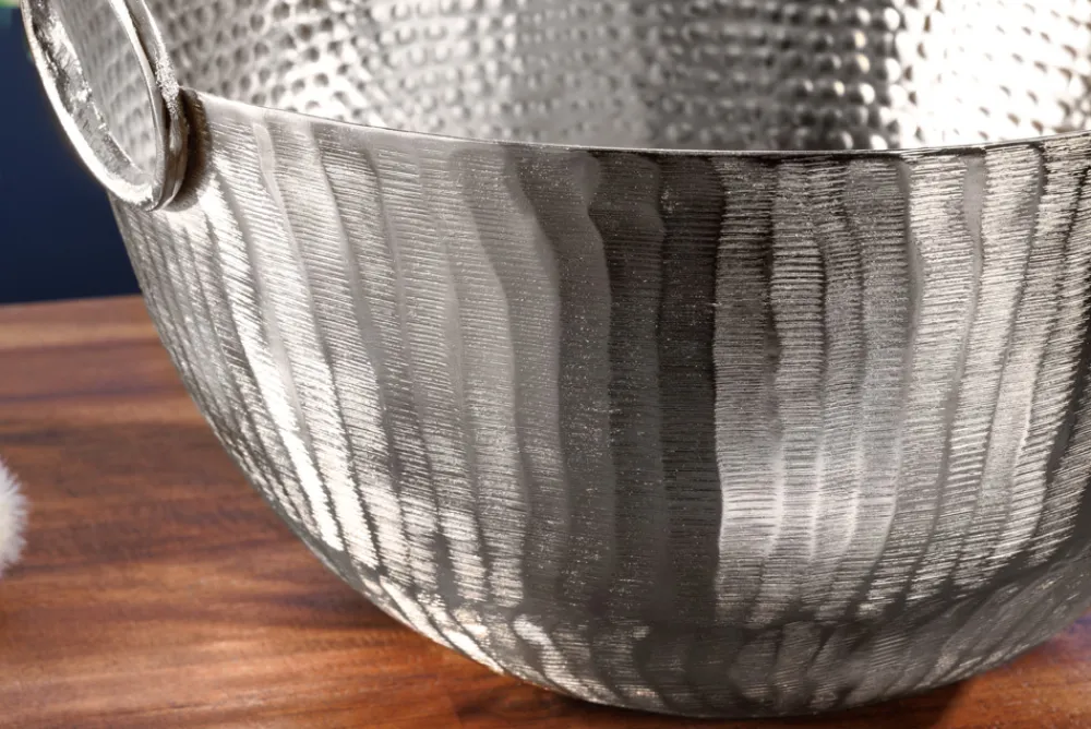 Riess-Ambiente Schalen > Handgearbeitete Deko Schale ORIENT 40cm silber Metall Hammerschlag Design