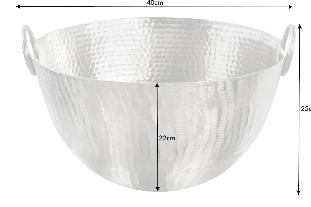 Riess-Ambiente Schalen > Handgearbeitete Deko Schale ORIENT 40cm silber Metall Hammerschlag Design