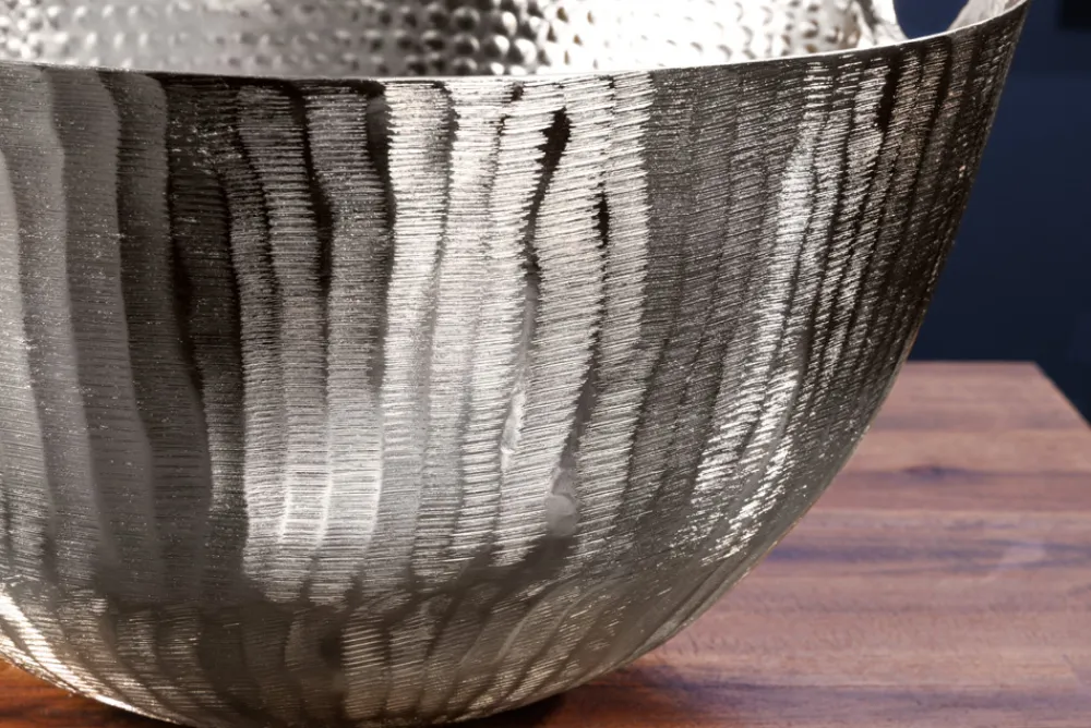 Riess-Ambiente Schalen > Handgearbeitete Deko Schale ORIENT 40cm silber Metall Hammerschlag Design