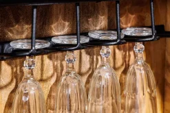Riess-Ambiente Goldene Möbel|Highboards > Handgearbeiteter Barschrank GOLDEN SUNSET 140cm schwarz gold Mangoholz massiv