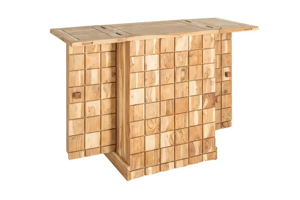 Riess-Ambiente Mehr...|Mehr... > Handgearbeiteter Barschrank MOSAICO 130cm Akazie Massivholz 3D Effekt