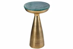 Riess-Ambiente Beistelltische|Goldene Möbel > Handgearbeiteter Beistelltisch ELEMENTS 55cm gold grün Marmor rund