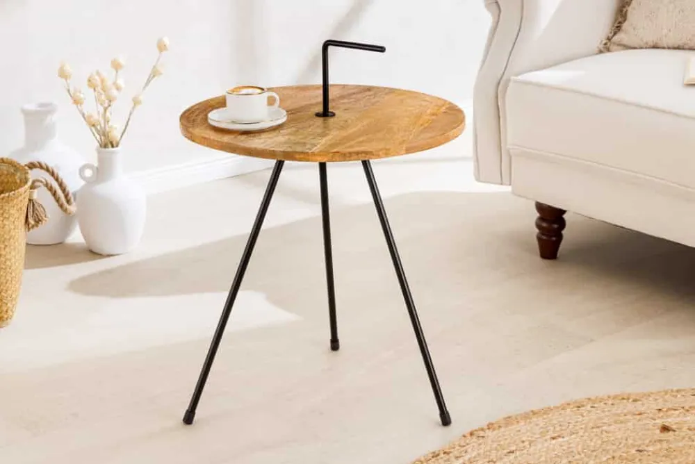 Riess-Ambiente Beistelltische > Handgearbeiteter Beistelltisch SIMPLY CLEVER 60cm natur Mangoholz mit Griff
