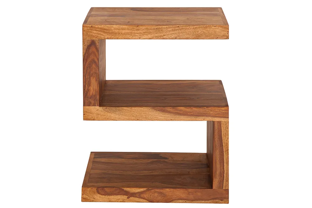 Riess-Ambiente Beistelltische|Mehr... > Handgearbeiteter Beistelltisch S 60cm braun Sheesham Massivholz stone finish Ablage