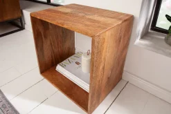 Riess-Ambiente Beistelltische|Mehr... > Handgearbeiteter Beistelltisch MAKASSAR 45cm natur Mangoholz Massivholz Nachttisch Regal