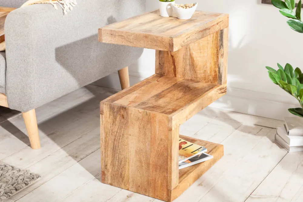 Riess-Ambiente Beistelltische|Mehr... > Handgearbeiteter Beistelltisch S 60cm Mango Massivholz mit Ablage variabel stellbar
