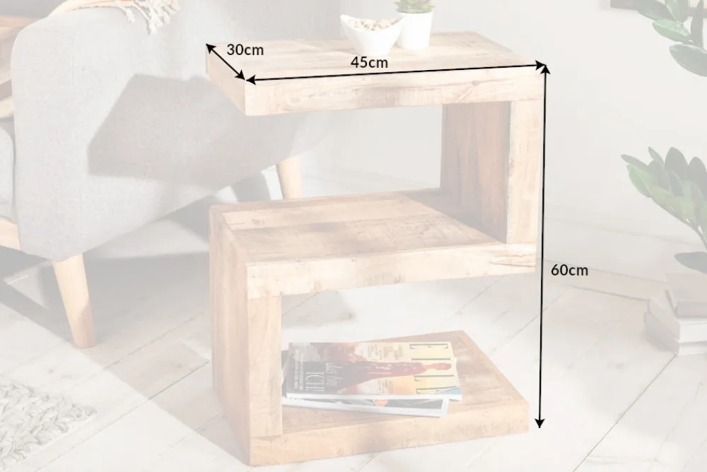 Riess-Ambiente Beistelltische|Mehr... > Handgearbeiteter Beistelltisch S 60cm Mango Massivholz mit Ablage variabel stellbar