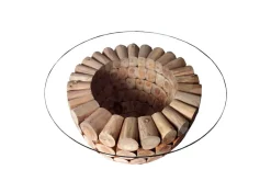 Riess-Ambiente Mehr...|Couchtische > Handgearbeiteter Couchtisch PURE NATURE 70cm Teak Massivholz rund mit Glasplatte