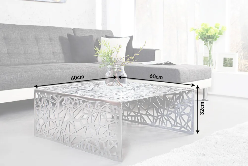 Riess-Ambiente Couchtische & Truhen > Handgearbeiteter Couchtisch ABSTRACT 60cm Alu silberfarbig im Gap Design