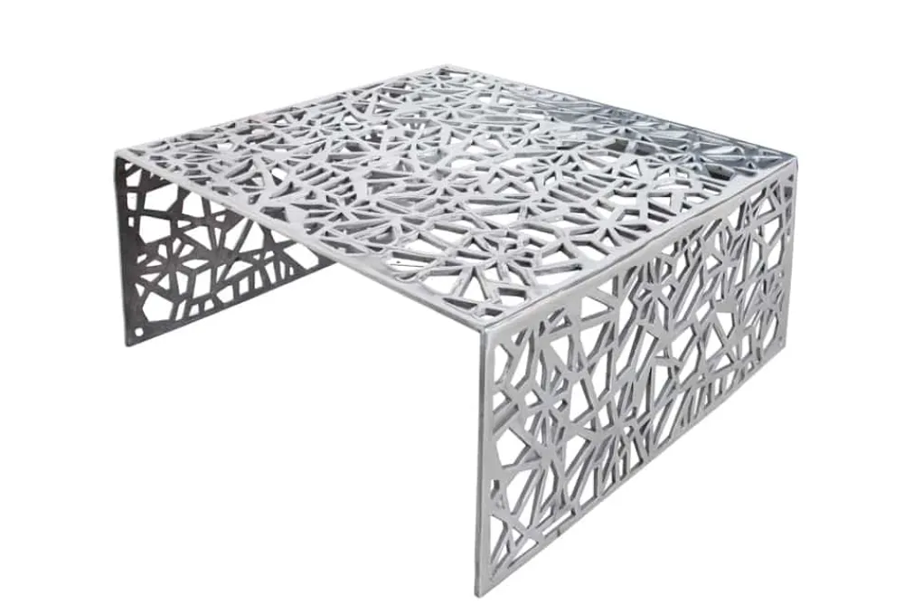 Riess-Ambiente Couchtische & Truhen > Handgearbeiteter Couchtisch ABSTRACT 60cm Alu silberfarbig im Gap Design