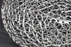 Riess-Ambiente Couchtische & Truhen > Handgearbeiteter Couchtisch ORGANIC 120cm silber Metall Blatt-Design mit Stauraum