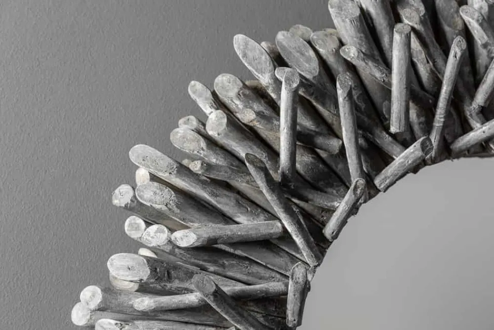 Riess-Ambiente Mehr...|Wohnaccessoires > Handgearbeiteter Teakholz Spiegel RIVERSIDE 80cm grau Treibholz