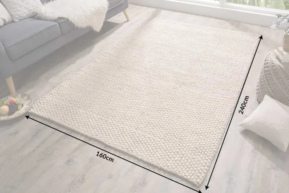Riess-Ambiente Teppiche|Skandinavisch > Handgearbeiteter Teppich WOOL 240x160cm beige aus Wolle