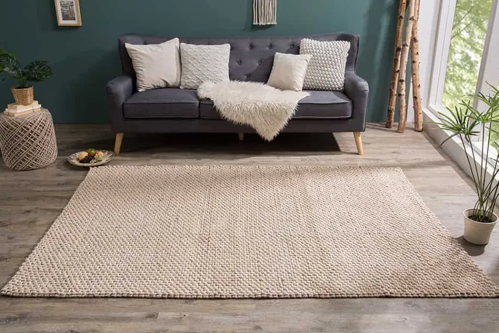 Riess-Ambiente Teppiche|Skandinavisch > Handgearbeiteter Teppich WOOL 240x160cm beige aus Wolle