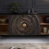 Riess-Ambiente Mehr...|Goldene Möbel > Handgearbeitetes Sideboard GOLDEN SUNSET 180cm schwarz mit 3D Schnitzereien gold Mangoholz Metallbeine