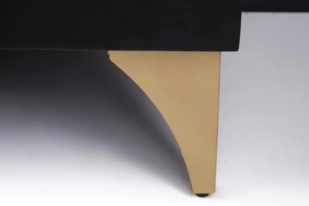 Riess-Ambiente Mehr...|Goldene Möbel > Handgearbeitetes Sideboard GOLDEN SUNSET 180cm schwarz mit 3D Schnitzereien gold Mangoholz Metallbeine