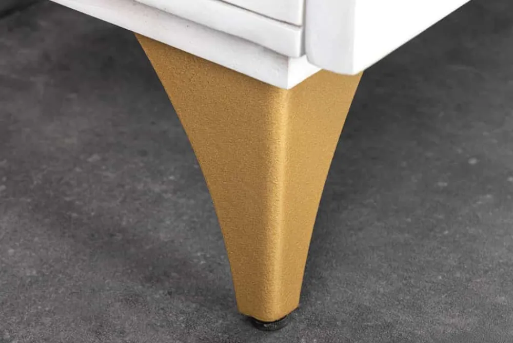 Riess-Ambiente Goldene Möbel|Mehr... > Handgearbeitetes Sideboard GOLDEN SUNSET 140cm weiß mit 3D Schnitzereien gold Mangoholz Metallbeine