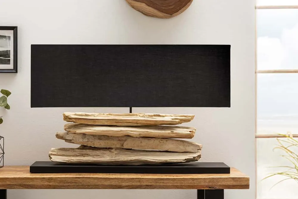 Riess-Ambiente Mehr...|Mehr... > Handgearbeitete Tischlampe RIVERINE 80cm schwarz Treibholz Tischleuchte