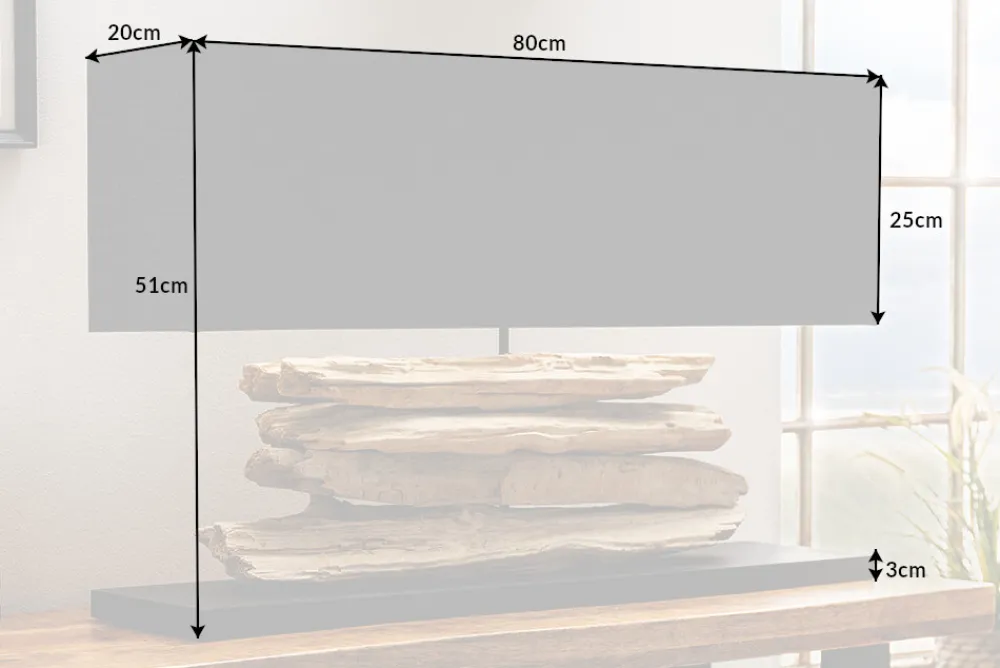 Riess-Ambiente Mehr...|Mehr... > Handgearbeitete Tischlampe RIVERINE 80cm schwarz Treibholz Tischleuchte