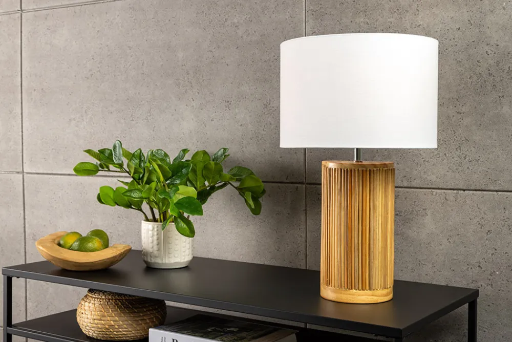 Riess-Ambiente Tischlampen > Handgearbeitete Tischlampe GATSBY 50cm natur weiß Weiden- und Kiefernholz