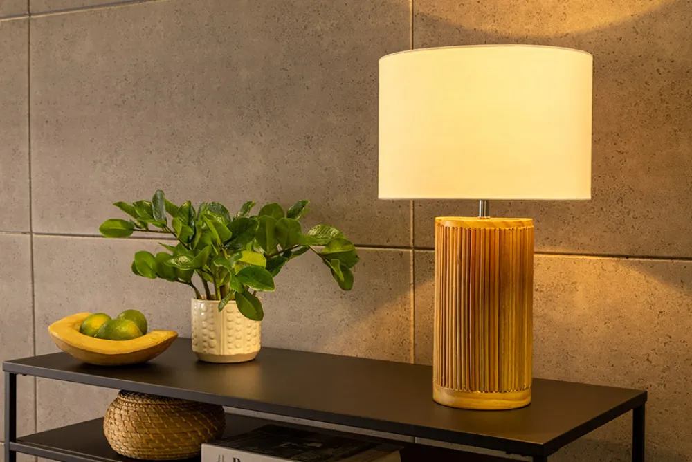 Riess-Ambiente Tischlampen > Handgearbeitete Tischlampe GATSBY 50cm natur weiß Weiden- und Kiefernholz