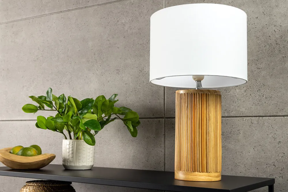 Riess-Ambiente Tischlampen > Handgearbeitete Tischlampe GATSBY 50cm natur weiß Weiden- und Kiefernholz