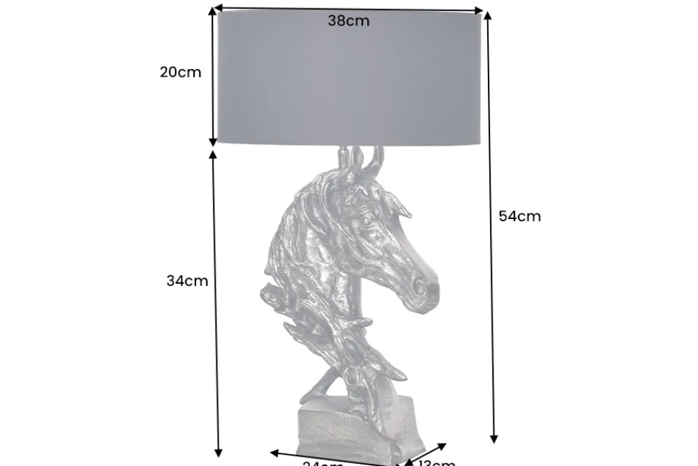 Riess-Ambiente Tischlampen > Handgearbeitete Tischlampe CABALLO 60cm silber schwarz Metall Baumwolle Pferde-Skulptur