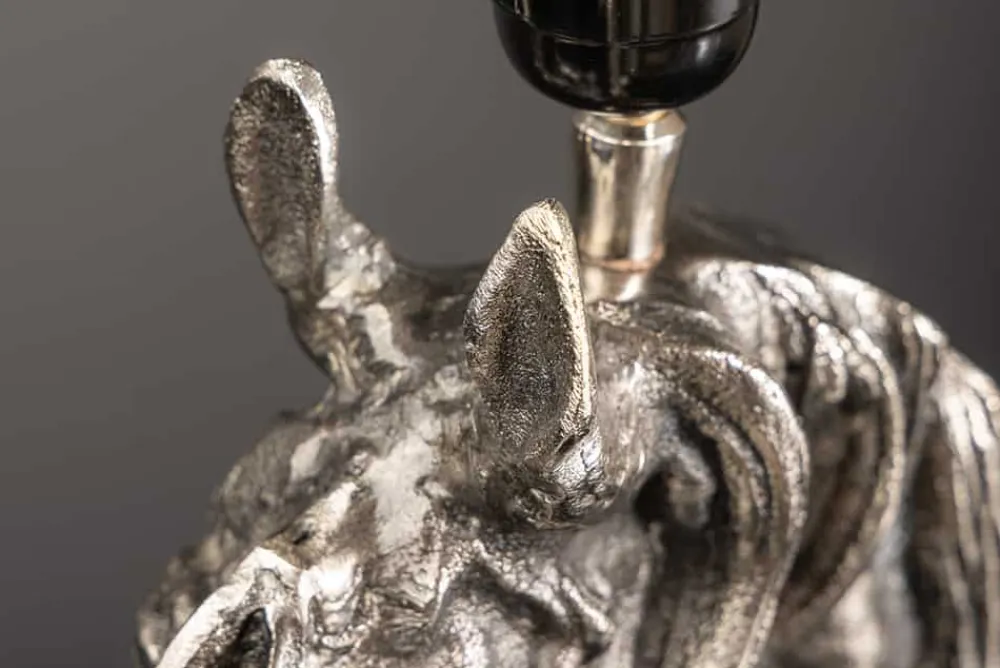 Riess-Ambiente Tischlampen > Handgearbeitete Tischlampe CABALLO 60cm silber schwarz Metall Baumwolle Pferde-Skulptur
