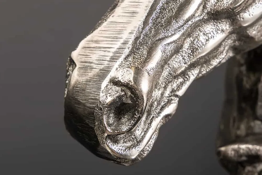 Riess-Ambiente Tischlampen > Handgearbeitete Tischlampe CABALLO 60cm silber schwarz Metall Baumwolle Pferde-Skulptur