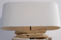 Riess-Ambiente Mehr...|Mehr... > Handgearbeitete Treibholz Lampe RIVERINE 55cm creme Leinenschirm Tischleuchte