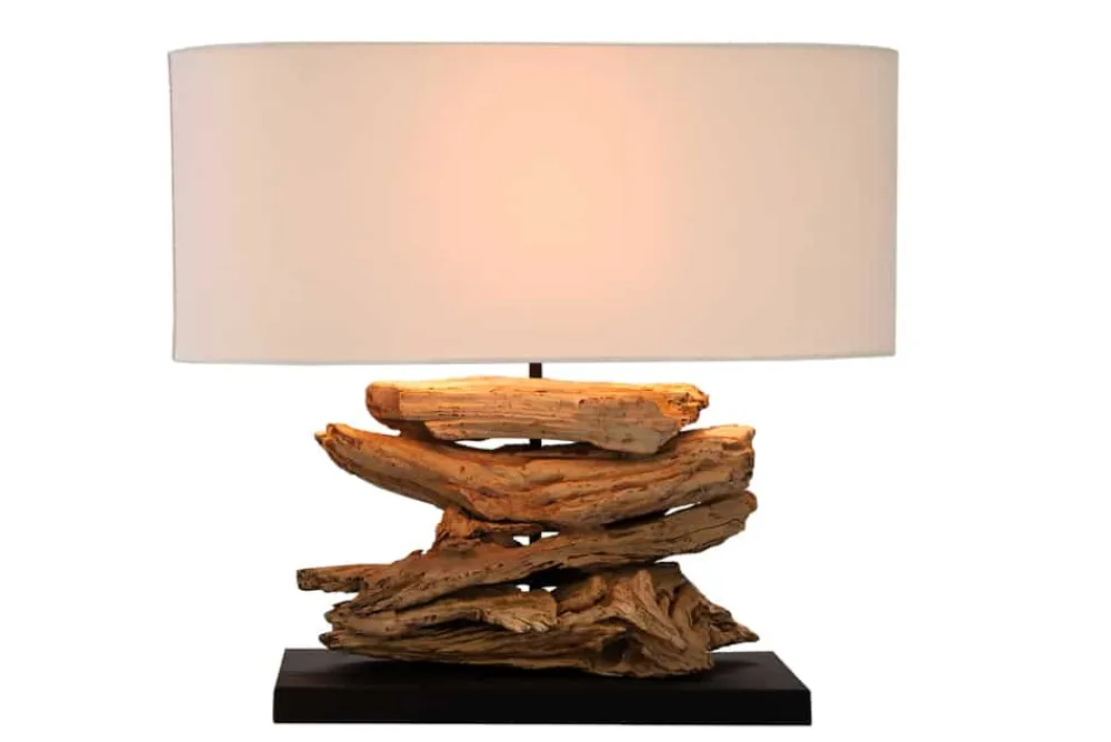 Riess-Ambiente Mehr...|Mehr... > Handgearbeitete Treibholz Lampe RIVERINE 55cm creme Leinenschirm Tischleuchte