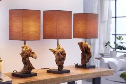 Riess-Ambiente Mehr...|Mehr... > Handgearbeitete Treibholz Tischlampe HYPNOTIC 45cm braun mit Leinenschirm