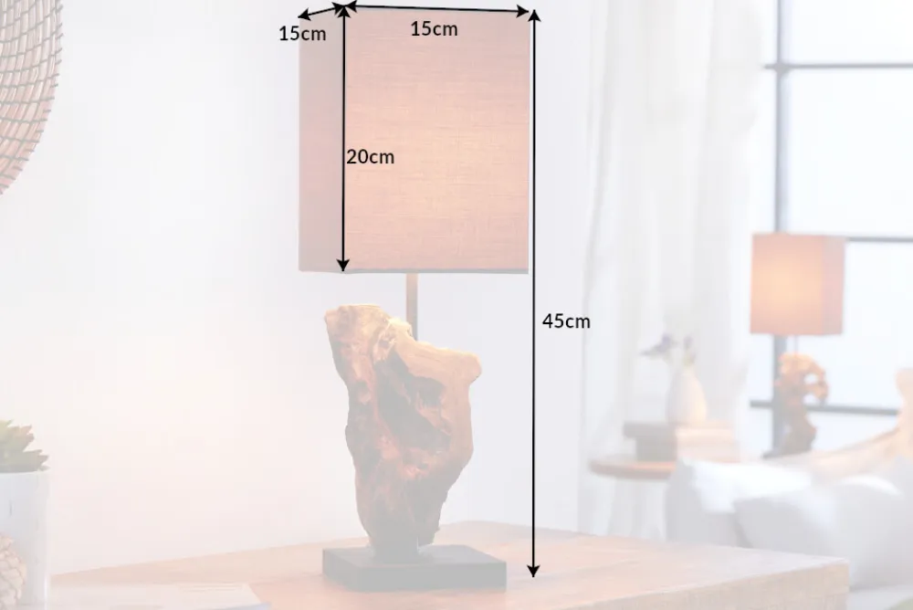 Riess-Ambiente Mehr...|Mehr... > Handgearbeitete Treibholz Tischlampe HYPNOTIC 45cm braun mit Leinenschirm