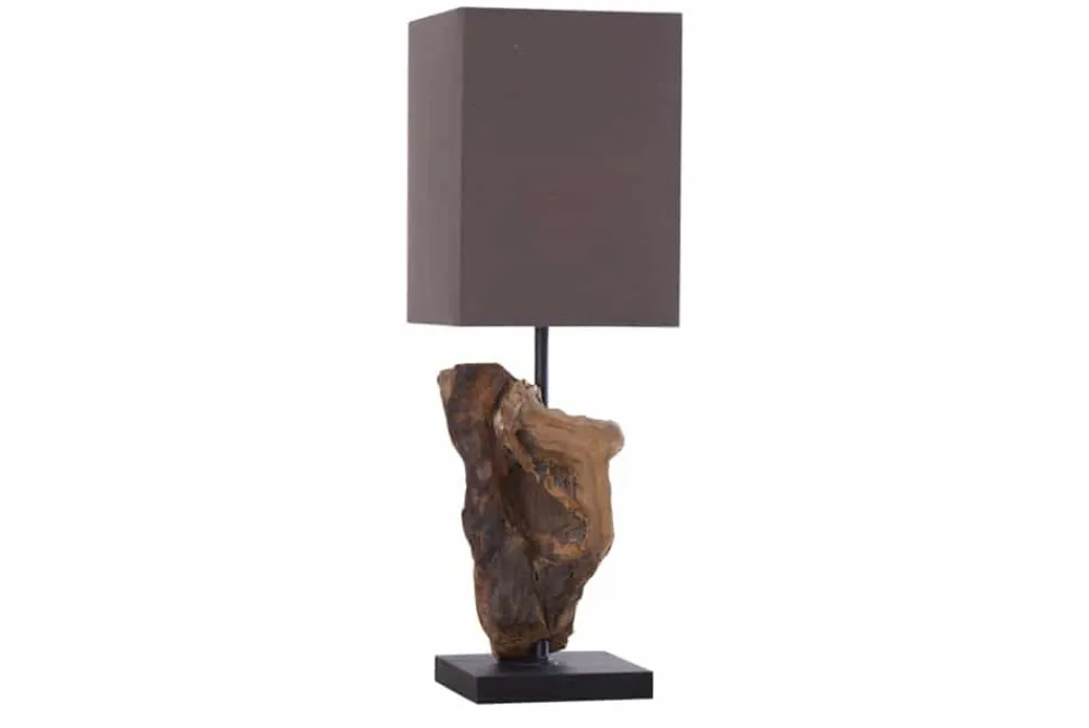 Riess-Ambiente Mehr...|Mehr... > Handgearbeitete Treibholz Tischlampe HYPNOTIC 45cm braun mit Leinenschirm