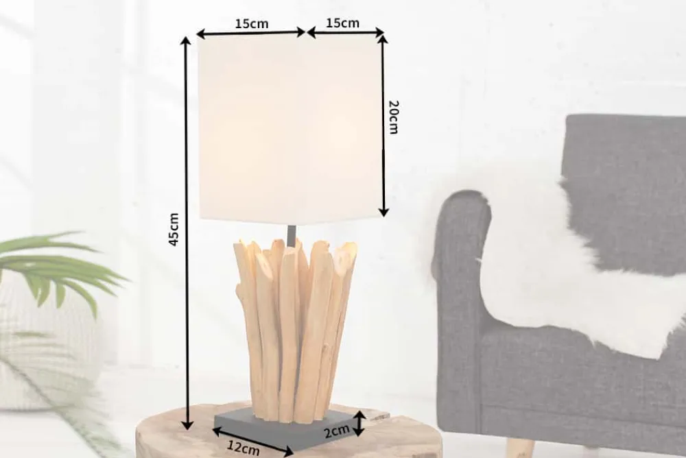 Riess-Ambiente Mehr...|Mehr... > Handgearbeitete Treibholz Tischleuchte EUPHORIA 45cm beige mit Leinenschirm