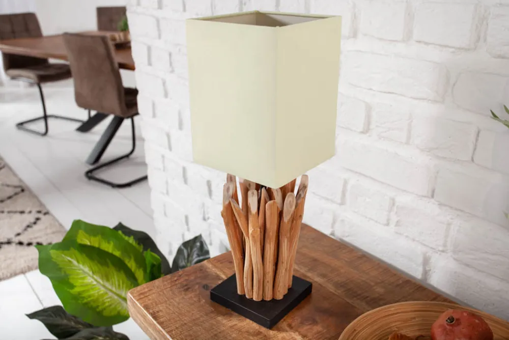 Riess-Ambiente Mehr...|Mehr... > Handgearbeitete Treibholz Tischleuchte EUPHORIA 45cm beige mit Leinenschirm