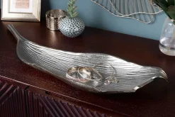 Riess-Ambiente Schalen > Handgefertigte Deko Schale ABSTRACT LEAF 65cm silber Aluminium