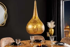 Riess-Ambiente Goldene Möbel|Hängelampen > Handgefertigte Hängelampe ORIENT LIVING 50cm gold Eisen Tropfenform
