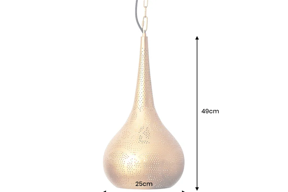 Riess-Ambiente Goldene Möbel|Hängelampen > Handgefertigte Hängelampe ORIENT LIVING 50cm gold Eisen Tropfenform