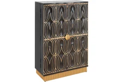 Riess-Ambiente Mehr...|Massivholzschränke > Handgefertigter Barschrank PIAZZA SAN MARCO 140cm grau gold Mangoholz massiv 3D-Design