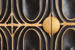 Riess-Ambiente Mehr...|Massivholzschränke > Handgefertigter Barschrank PIAZZA SAN MARCO 140cm grau gold Mangoholz massiv 3D-Design