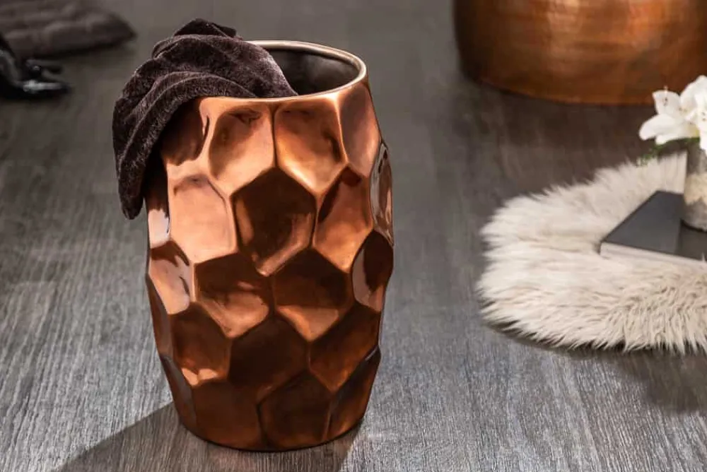 Riess-Ambiente Beistelltische > Handgefertigter Beistelltisch ORGANIC ORIENT 50cm kupfer Metall Hammerschlag Design Waben rund